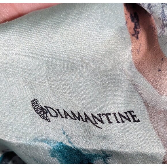 Diamantine Blue Floral Silky Lightweight Scarf - Picture 4 of 7